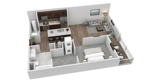 Floor plan for 1 bed, 1 bath, 710 sqft